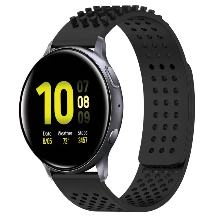 Pulseira de Relógio em Silicone Respirável com Furos e Pontos 3D 20mm, Para Samsung Galaxy Watch 4 Classic 42mm, Para Samsung Galaxy Watch Active 2 44mm, Para Samsung Galaxy Watch Active 2 40mm