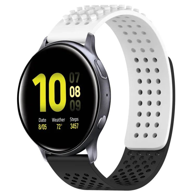 Pulseira de Relógio em Silicone Respirável com Furos e Pontos 3D 20mm, Para Samsung Galaxy Watch 4 Classic 42mm, Para Samsung Galaxy Watch Active 2 44mm, Para Samsung Galaxy Watch Active 2 40mm