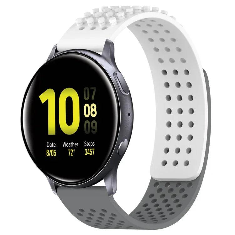Pulseira de Relógio em Silicone Respirável com Furos e Pontos 3D 20mm, Para Samsung Galaxy Watch 4 Classic 42mm, Para Samsung Galaxy Watch Active 2 44mm, Para Samsung Galaxy Watch Active 2 40mm