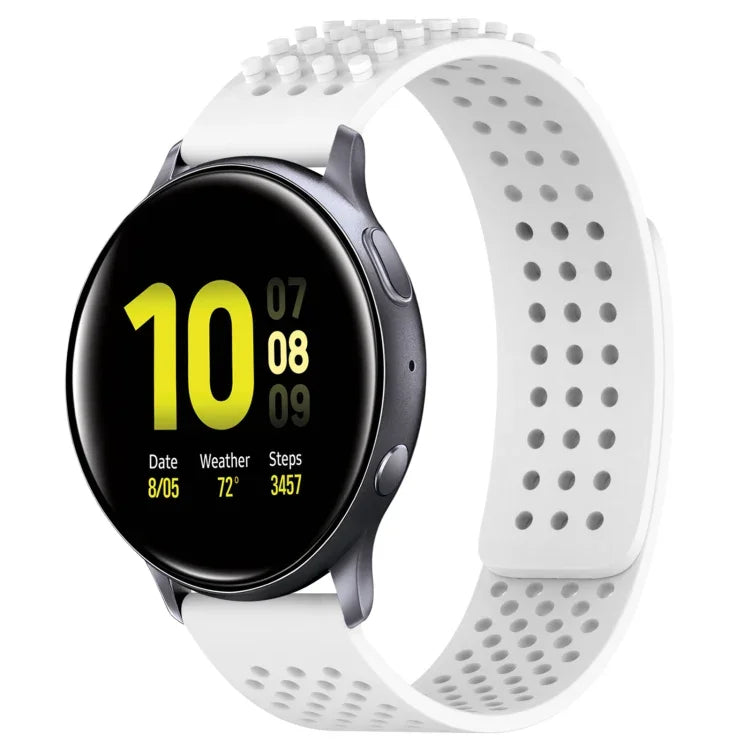 Pulseira de Relógio em Silicone Respirável com Furos e Pontos 3D 20mm, Para Samsung Galaxy Watch 4 Classic 42mm, Para Samsung Galaxy Watch Active 2 44mm, Para Samsung Galaxy Watch Active 2 40mm