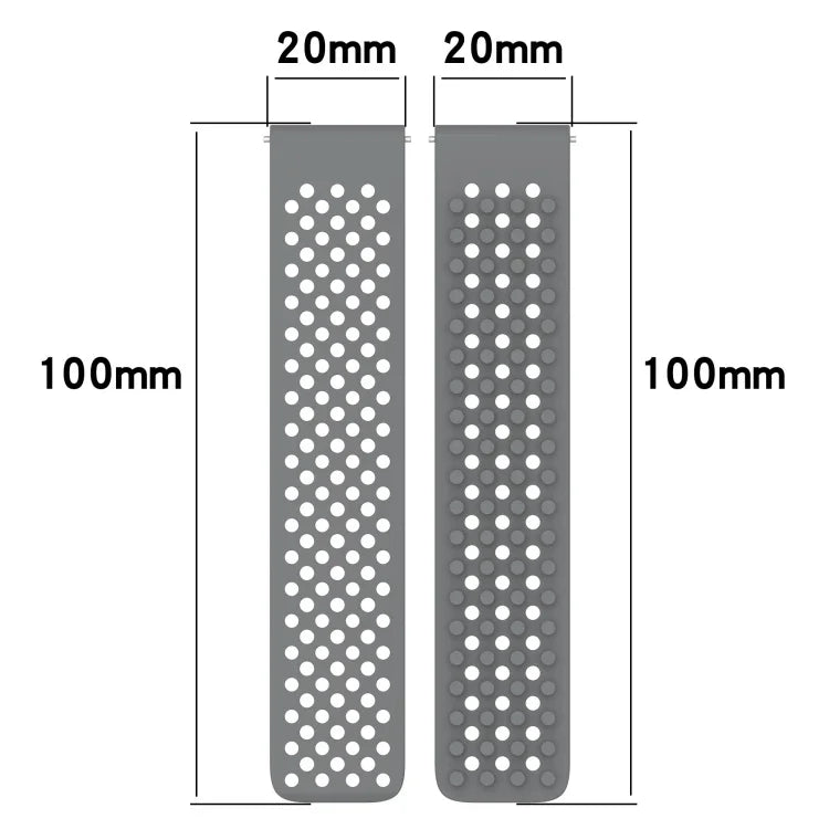 Pulseira de Relógio em Silicone Respirável com Furos e Pontos 3D 20mm, Para Samsung Galaxy Watch 4 Classic 42mm, Para Samsung Galaxy Watch Active 2 44mm, Para Samsung Galaxy Watch Active 2 40mm