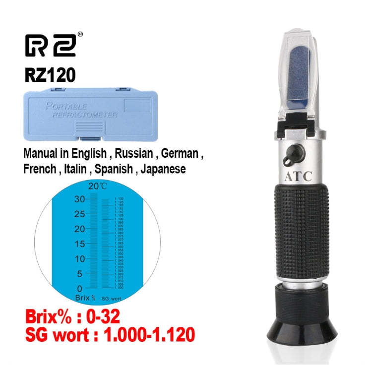 Refratómetro Original RZ120 para Cerveja, Brix, Mosto, Açúcar, Álcool, Gravidade Específica, Ferramenta Manual, Hidrômetro