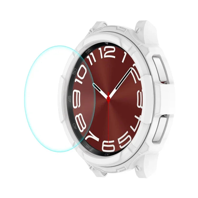 Capa de Relógio ENKAY Hat-Prince 2 em 1 em Armadura TPU + Protetor de Ecrã em Vidro Temperado 9H 0,2mm, Para Samsung Galaxy Watch6 Classic 47mm, Para Samsung Galaxy Watch6 Classic 43mm