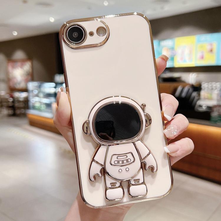 Capa para telemóvel com suporte de astronauta eletroplatinado, para iPhone 17e / 16e, para iPhone 17 Pro Max, para iPhone 17 Pro, para iPhone 17, para iPhone Air, para iPhone 16 Pro Max, para iPhone 16 Pro, para iPhone 16 Plus