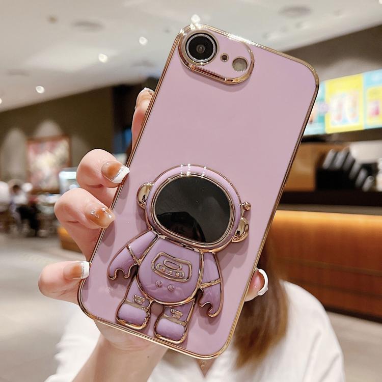 Capa para telemóvel com suporte de astronauta eletroplatinado, para iPhone 17e / 16e, para iPhone 17 Pro Max, para iPhone 17 Pro, para iPhone 17, para iPhone Air, para iPhone 16 Pro Max, para iPhone 16 Pro, para iPhone 16 Plus