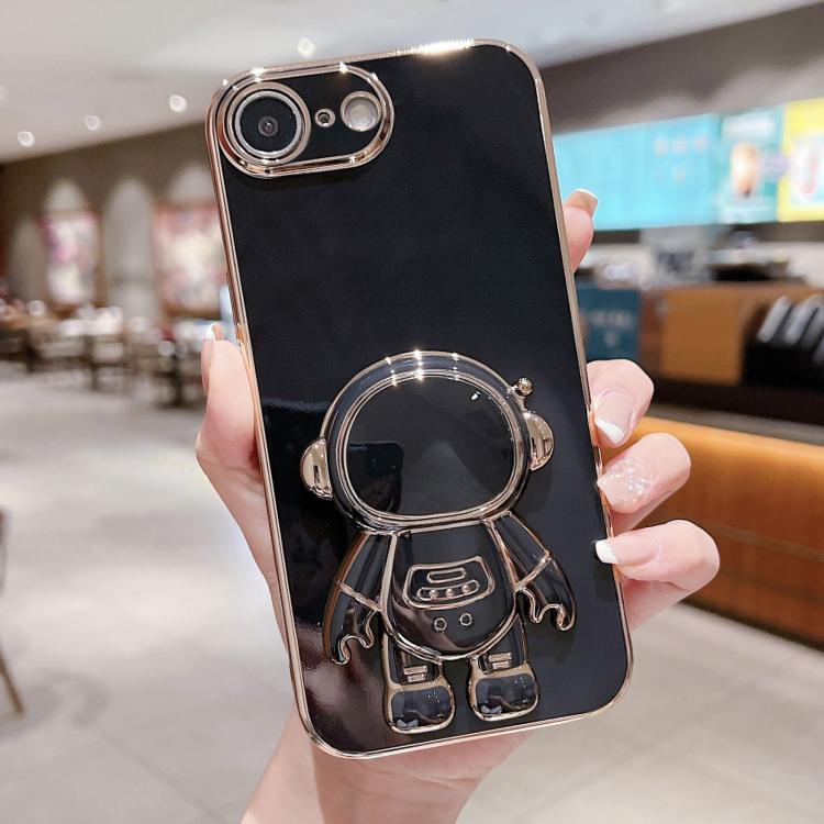 Capa para telemóvel com suporte de astronauta eletroplatinado, para iPhone 17e / 16e, para iPhone 17 Pro Max, para iPhone 17 Pro, para iPhone 17, para iPhone Air, para iPhone 16 Pro Max, para iPhone 16 Pro, para iPhone 16 Plus