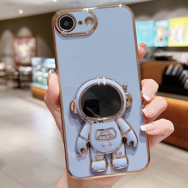 Capa para telemóvel com suporte de astronauta eletroplatinado, para iPhone 17e / 16e, para iPhone 17 Pro Max, para iPhone 17 Pro, para iPhone 17, para iPhone Air, para iPhone 16 Pro Max, para iPhone 16 Pro, para iPhone 16 Plus