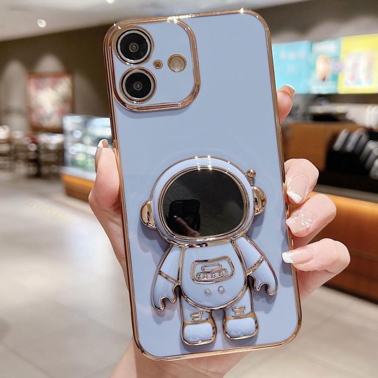 Capa para telemóvel com suporte de astronauta eletroplatinado, para iPhone 17e / 16e, para iPhone 17 Pro Max, para iPhone 17 Pro, para iPhone 17, para iPhone Air, para iPhone 16 Pro Max, para iPhone 16 Pro, para iPhone 16 Plus