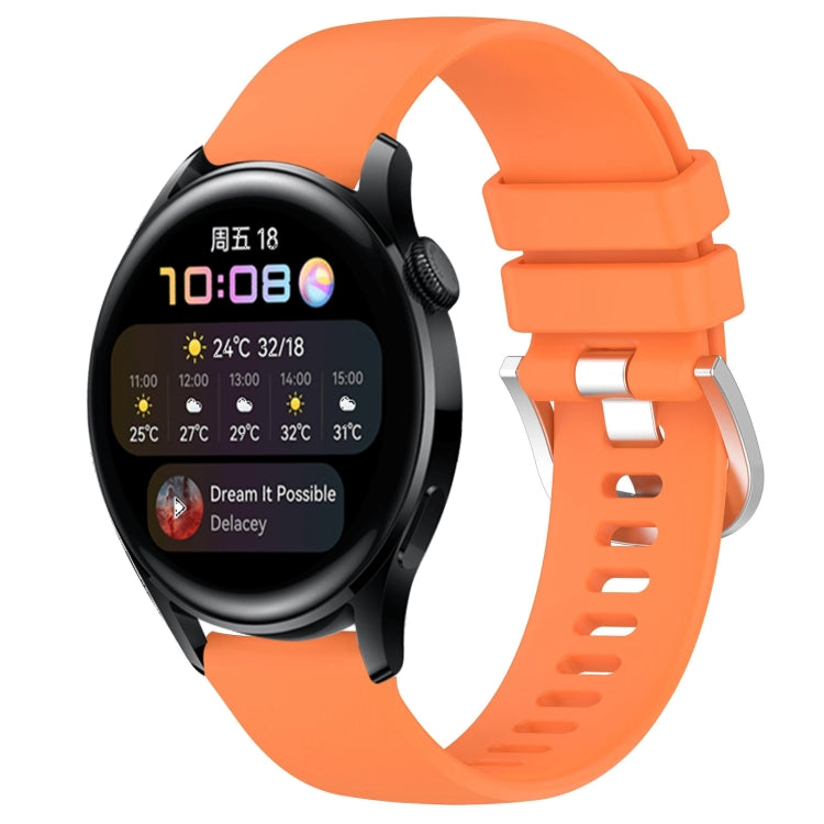 Liquid Glossy Silver Buckle Silicone Watch Band, For Huawei Watch GT3 42mm 20mm, For Huawei Watch 3 22mm, For Huawei Watch GT2 Pro 22mm, For Huawei Watch GT2 46mm 22mm