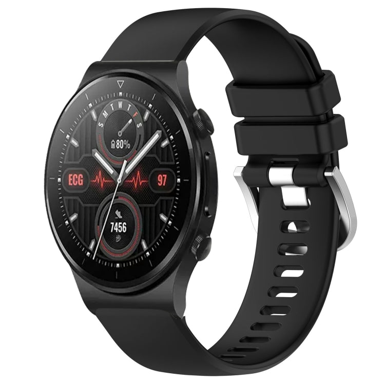 Liquid Glossy Silver Buckle Silicone Watch Band, For Huawei Watch GT3 42mm 20mm, For Huawei Watch 3 22mm, For Huawei Watch GT2 Pro 22mm, For Huawei Watch GT2 46mm 22mm