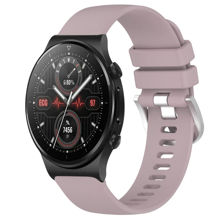 Liquid Glossy Silver Buckle Silicone Watch Band, For Huawei Watch GT3 42mm 20mm, For Huawei Watch 3 22mm, For Huawei Watch GT2 Pro 22mm, For Huawei Watch GT2 46mm 22mm