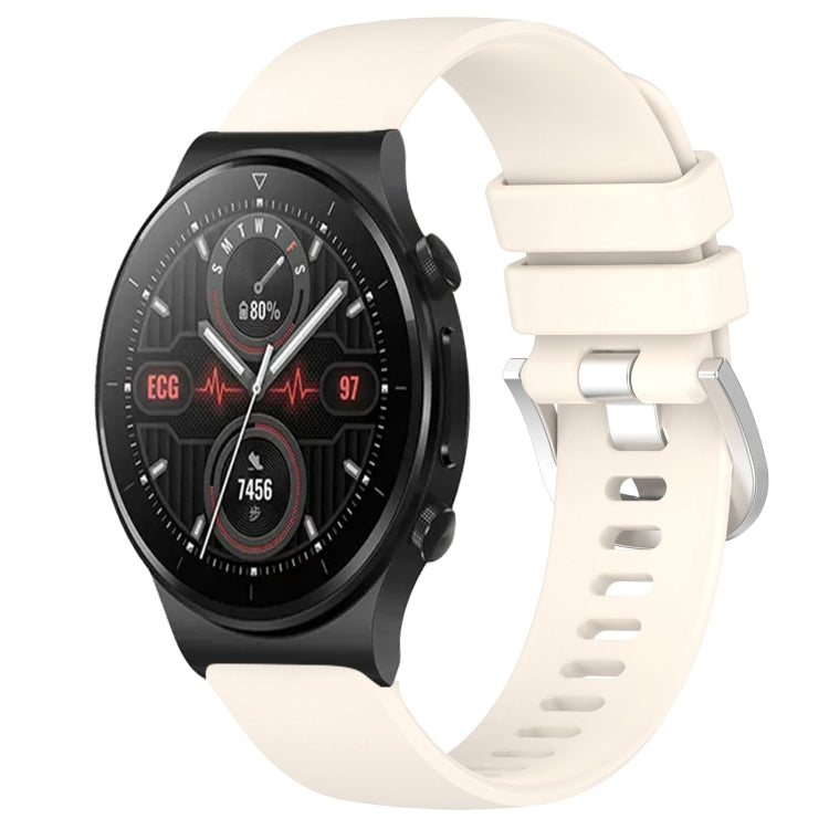 Liquid Glossy Silver Buckle Silicone Watch Band, For Huawei Watch GT3 42mm 20mm, For Huawei Watch 3 22mm, For Huawei Watch GT2 Pro 22mm, For Huawei Watch GT2 46mm 22mm