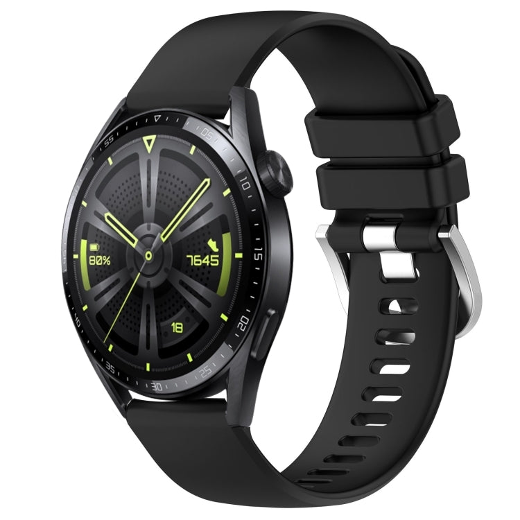 Liquid Glossy Silver Buckle Silicone Watch Band, For Huawei Watch GT3 42mm 20mm, For Huawei Watch 3 22mm, For Huawei Watch GT2 Pro 22mm, For Huawei Watch GT2 46mm 22mm