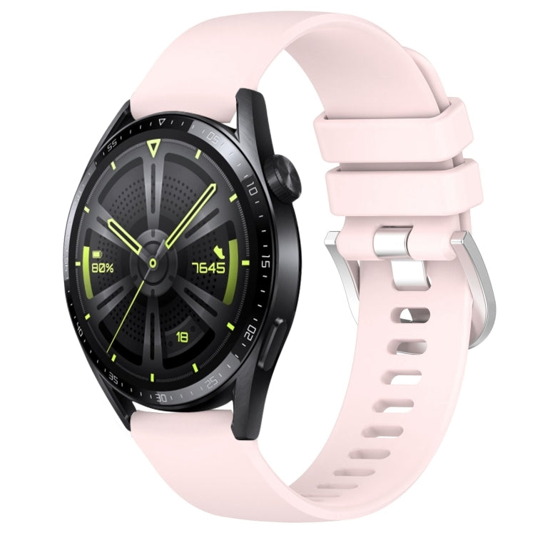 Liquid Glossy Silver Buckle Silicone Watch Band, For Huawei Watch GT3 42mm 20mm, For Huawei Watch 3 22mm, For Huawei Watch GT2 Pro 22mm, For Huawei Watch GT2 46mm 22mm