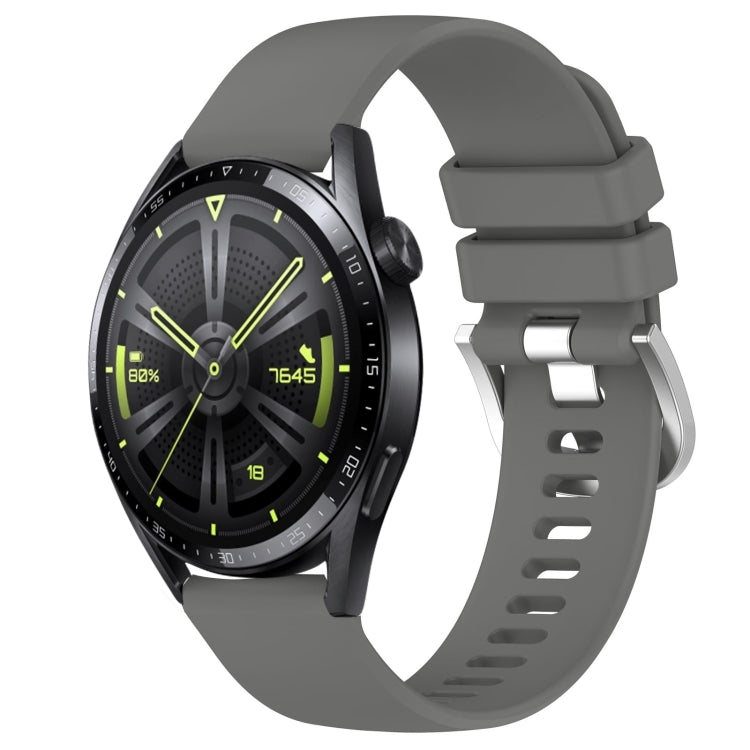 Liquid Glossy Silver Buckle Silicone Watch Band, For Huawei Watch GT3 42mm 20mm, For Huawei Watch 3 22mm, For Huawei Watch GT2 Pro 22mm, For Huawei Watch GT2 46mm 22mm