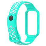 For Xiaomi Smart Band 8 Active Dual Color Breathable Sports Silicone Watch Band, Cyan White, Blue White, Red White, Black White, Black Green, Black Blue, Black Gary, Black Red
