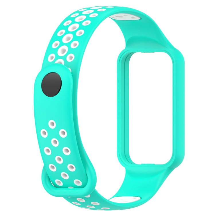For Xiaomi Smart Band 8 Active Dual Color Breathable Sports Silicone Watch Band, Cyan White, Blue White, Red White, Black White, Black Green, Black Blue, Black Gary, Black Red