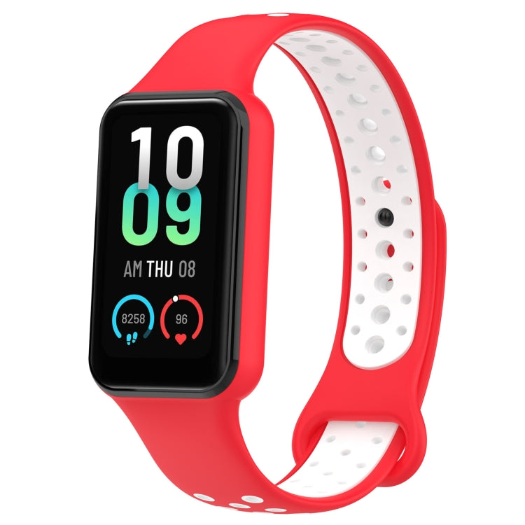 For Xiaomi Smart Band 8 Active Dual Color Breathable Sports Silicone Watch Band, Cyan White, Blue White, Red White, Black White, Black Green, Black Blue, Black Gary, Black Red