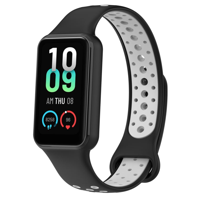 For Xiaomi Smart Band 8 Active Dual Color Breathable Sports Silicone Watch Band, Cyan White, Blue White, Red White, Black White, Black Green, Black Blue, Black Gary, Black Red