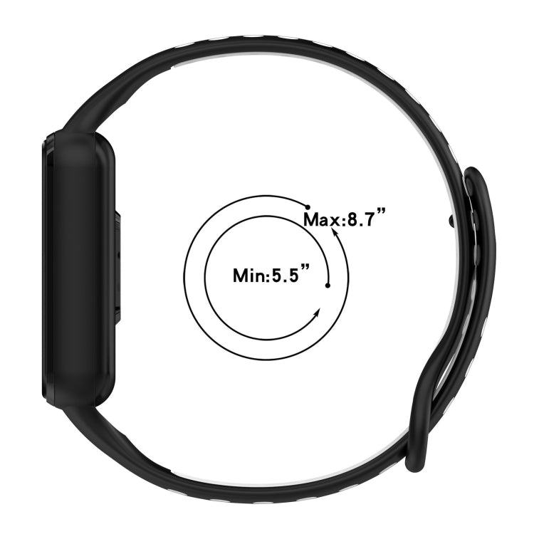 For Xiaomi Smart Band 8 Active Dual Color Breathable Sports Silicone Watch Band, Cyan White, Blue White, Red White, Black White, Black Green, Black Blue, Black Gary, Black Red