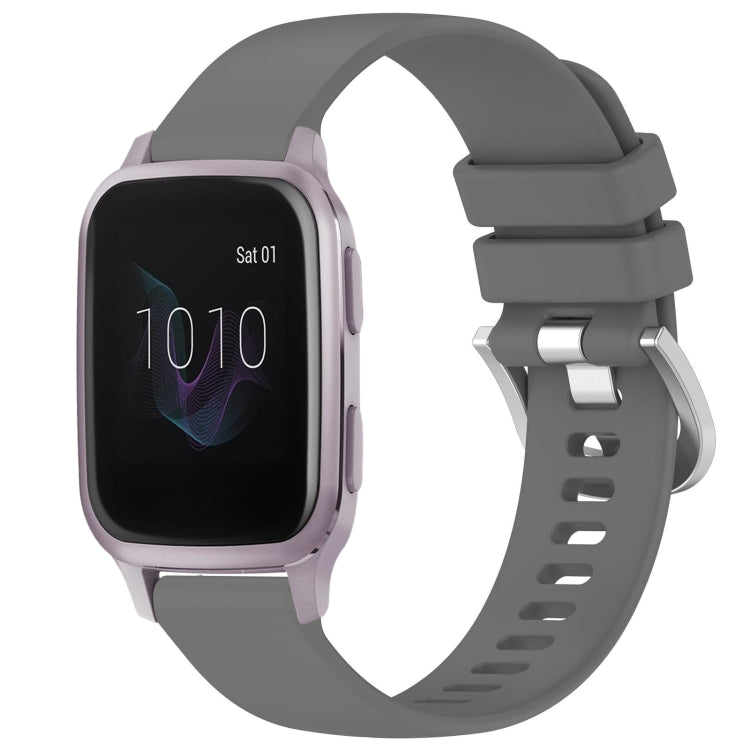 Liquid Glossy Silver Buckle Silicone Watch Band, For Garmin Active5, For Garmin VivoMove Trend, For Garmin Venu SQ2, For Garmin Venu / Venu SQ