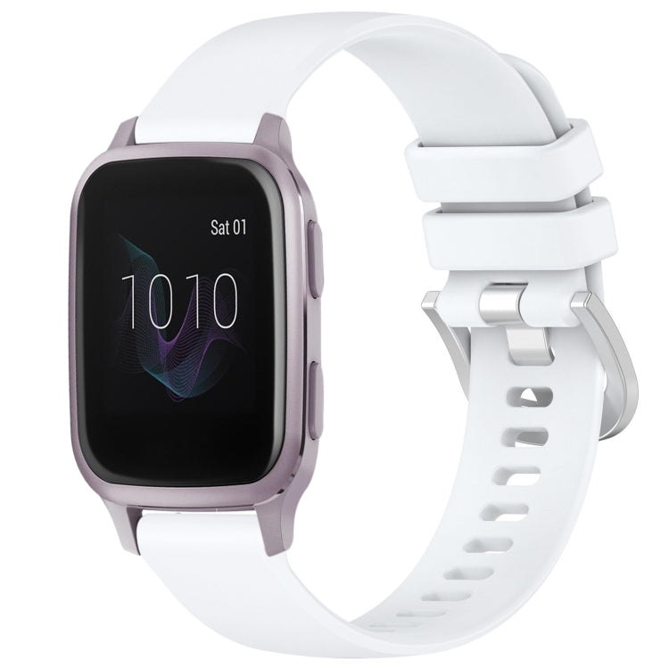 Liquid Glossy Silver Buckle Silicone Watch Band, For Garmin Active5, For Garmin VivoMove Trend, For Garmin Venu SQ2, For Garmin Venu / Venu SQ