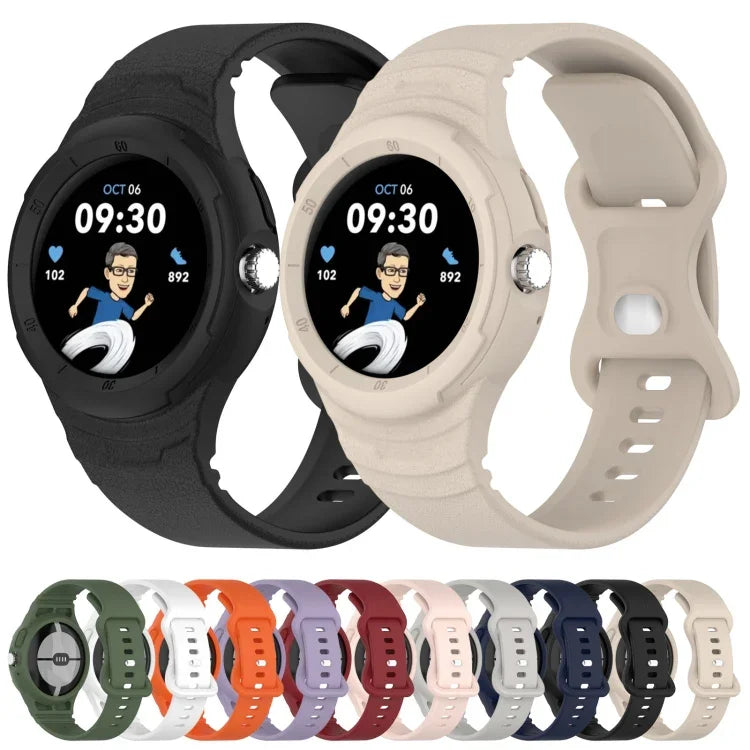 Pulseira Integrada de Silicone com Textura de Couro, Para Google Pixel Watch 2