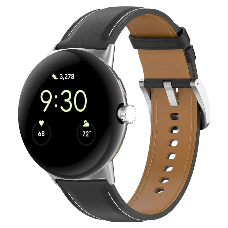 Pulseira com Costura em Couro Gravado da Camada Superior, Para Google Pixel Watch 4 / 3 / 2 / 1 41mm