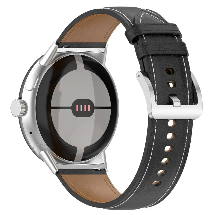 Pulseira com Costura em Couro Gravado da Camada Superior, Para Google Pixel Watch 4 / 3 / 2 / 1 41mm