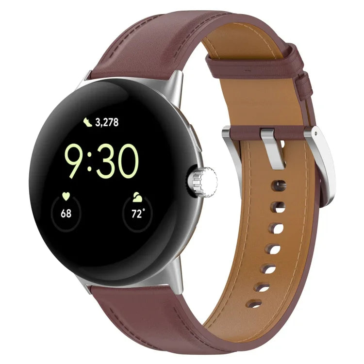 Pulseira com Costura em Couro Gravado da Camada Superior, Para Google Pixel Watch 4 / 3 / 2 / 1 41mm