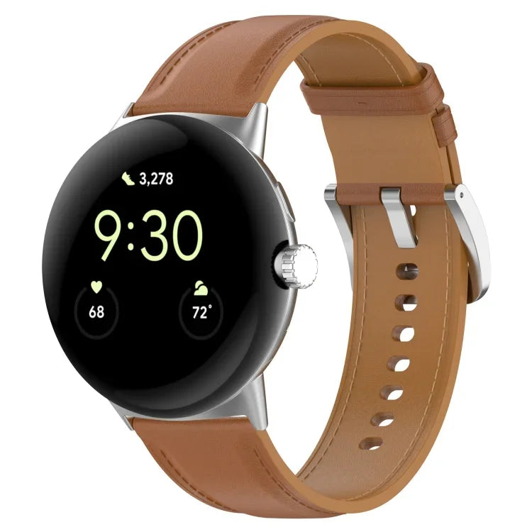Pulseira com Costura em Couro Gravado da Camada Superior, Para Google Pixel Watch 4 / 3 / 2 / 1 41mm