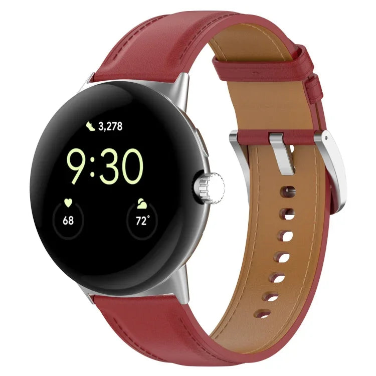 Pulseira com Costura em Couro Gravado da Camada Superior, Para Google Pixel Watch 4 / 3 / 2 / 1 41mm
