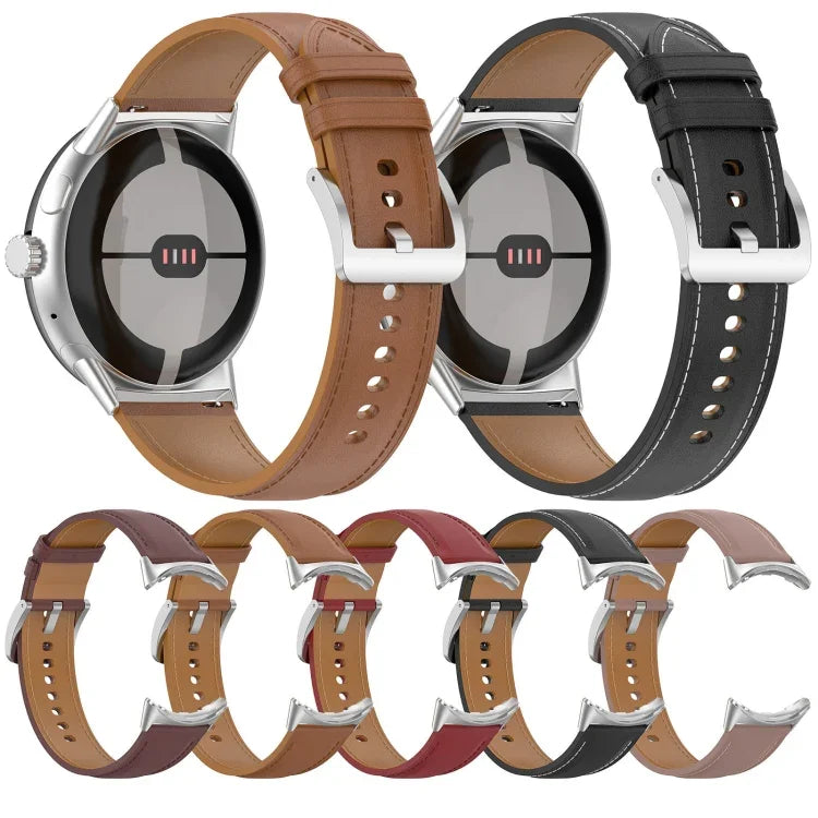 Pulseira com Costura em Couro Gravado da Camada Superior, Para Google Pixel Watch 4 / 3 / 2 / 1 41mm