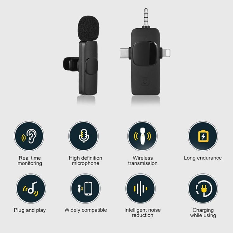 Microfones Lavalier Sem Fios para iPhone / Android, 2 em 1, 3 em 1