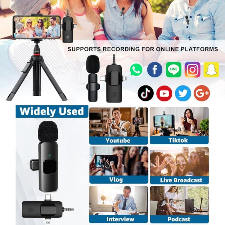 Microfones Lavalier Sem Fios para iPhone / Android, 2 em 1, 3 em 1
