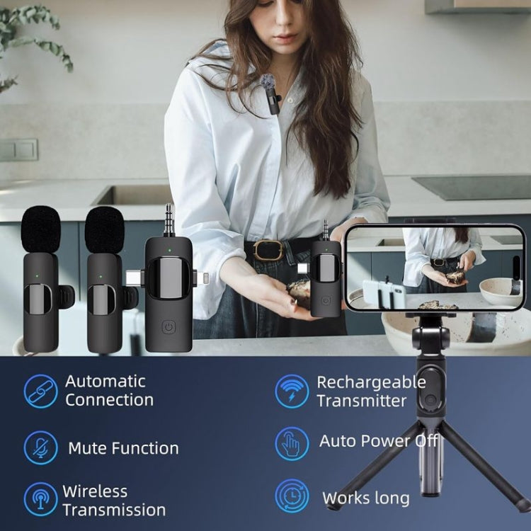 Microfones Lavalier Sem Fios para iPhone / Android, 2 em 1, 3 em 1