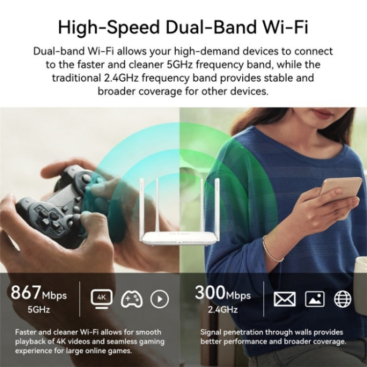 LB-LINK WR1300H Roteador Sem Fios Repetidor WiFi Dual Band 5G Alta Velocidade 1200M Com Porta Gigabit Completa