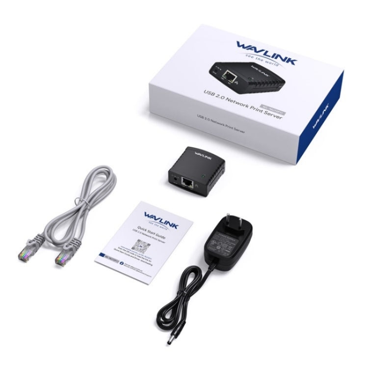 Servidor de Impressão de Rede WAVLINK NU72P11 100Mbps USB 2.0, Adaptador de Energia para Impressora de Rede, Plugue US, Plugue UK, Plugue EU, Plugue AU