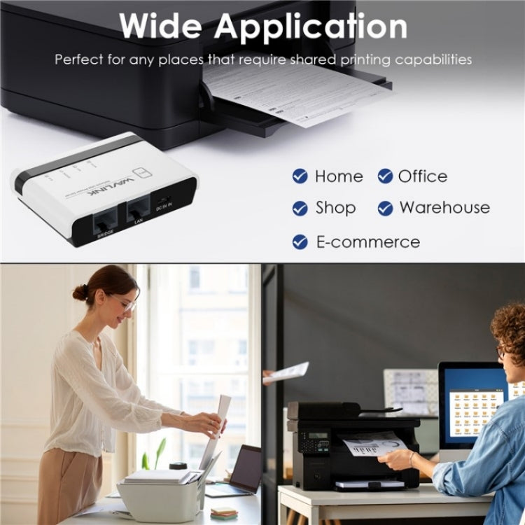 Servidor de Impressora Sem Fios USB2.0 WAVLINK NU516U1 com LAN / Ponte WiFi 10 / 100Mbps, Plugue US, Plugue UK, Plugue EU, Plugue AU