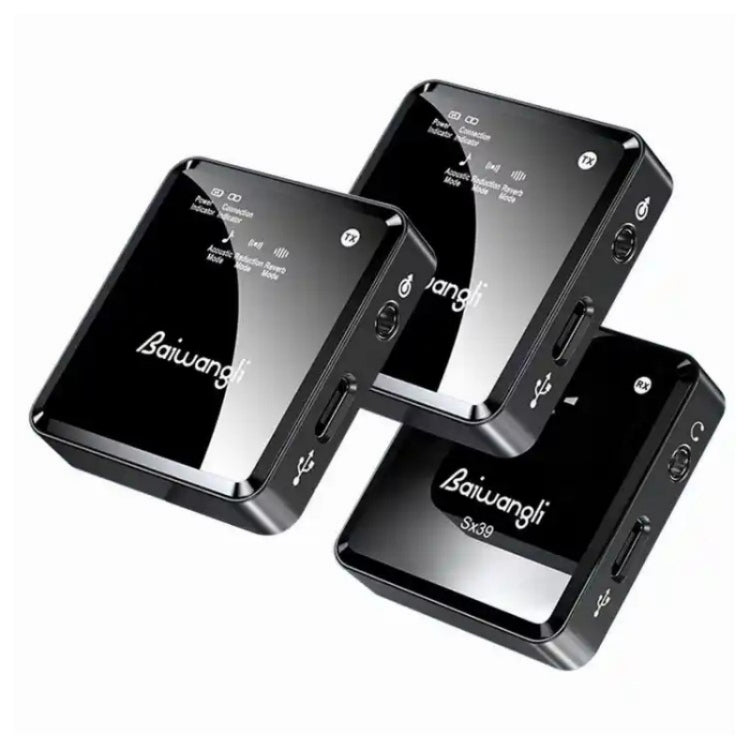 Microfone Lavalier Sem Fios com Redução de Ruído SX39 para iPhone com Transmissor Duplo + Recetor, Para iPhone