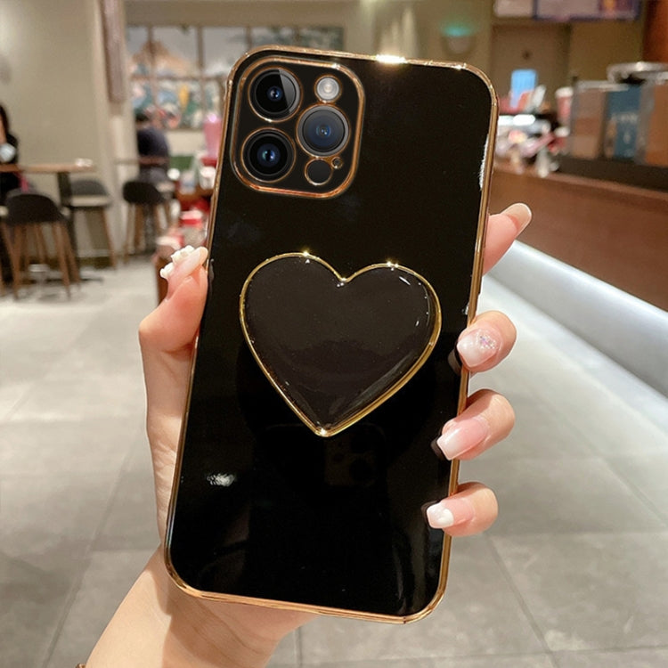 Capa para telemóvel TPU com suporte em forma de coração electroplated, para iPhone 14 Pro Max, para iPhone SE 2022 / 2020 / 7 / 8, para iPhone 13 Pro Max, para iPhone 13 Pro, para iPhone 13, para iPhone 13 mini, para iPhone 12, para iPhone 12 Pro Max