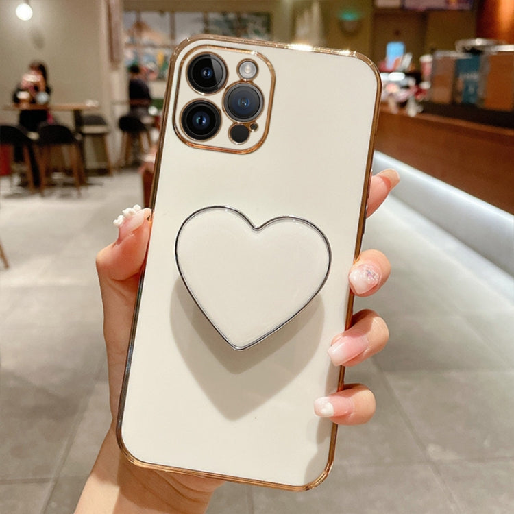 Capa para telemóvel TPU com suporte em forma de coração electroplated, para iPhone 14 Pro Max, para iPhone SE 2022 / 2020 / 7 / 8, para iPhone 13 Pro Max, para iPhone 13 Pro, para iPhone 13, para iPhone 13 mini, para iPhone 12, para iPhone 12 Pro Max