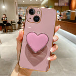 Capa para telemóvel TPU com suporte em forma de coração electroplated, para iPhone 14 Pro Max, para iPhone SE 2022 / 2020 / 7 / 8, para iPhone 13 Pro Max, para iPhone 13 Pro, para iPhone 13, para iPhone 13 mini, para iPhone 12, para iPhone 12 Pro Max