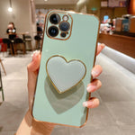 Capa para telemóvel TPU com suporte em forma de coração electroplated, para iPhone 14 Pro Max, para iPhone SE 2022 / 2020 / 7 / 8, para iPhone 13 Pro Max, para iPhone 13 Pro, para iPhone 13, para iPhone 13 mini, para iPhone 12, para iPhone 12 Pro Max