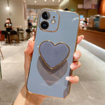 Capa para telemóvel TPU com suporte em forma de coração electroplated, para iPhone 14 Pro Max, para iPhone SE 2022 / 2020 / 7 / 8, para iPhone 13 Pro Max, para iPhone 13 Pro, para iPhone 13, para iPhone 13 mini, para iPhone 12, para iPhone 12 Pro Max