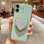 Capa para telemóvel TPU com suporte em forma de coração electroplated, para iPhone 14 Pro Max, para iPhone SE 2022 / 2020 / 7 / 8, para iPhone 13 Pro Max, para iPhone 13 Pro, para iPhone 13, para iPhone 13 mini, para iPhone 12, para iPhone 12 Pro Max