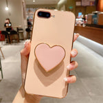 Capa para telemóvel TPU com suporte em forma de coração electroplated, para iPhone 7 Plus / 8 Plus