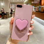 Capa para telemóvel TPU com suporte em forma de coração electroplated, para iPhone 7 Plus / 8 Plus