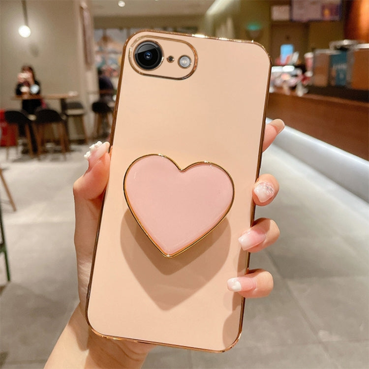 Capa para telemóvel TPU com suporte em forma de coração electroplated, para iPhone 14 Pro Max, para iPhone SE 2022 / 2020 / 7 / 8, para iPhone 13 Pro Max, para iPhone 13 Pro, para iPhone 13, para iPhone 13 mini, para iPhone 12, para iPhone 12 Pro Max