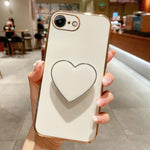 Capa para telemóvel TPU com suporte em forma de coração electroplated, para iPhone 14 Pro Max, para iPhone SE 2022 / 2020 / 7 / 8, para iPhone 13 Pro Max, para iPhone 13 Pro, para iPhone 13, para iPhone 13 mini, para iPhone 12, para iPhone 12 Pro Max